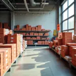 различные строительные материалы в магазине с ценниками и акциями