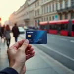 Карта Тройка на фоне московского метро, транспорта и велопроката