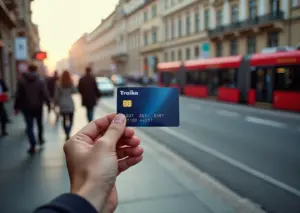 Карта Тройка на фоне московского метро, транспорта и велопроката